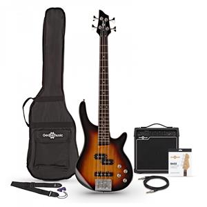 Gear4Music Chicago Short Scale Basgitaar Sunburst + 15 W Versterkerpakket