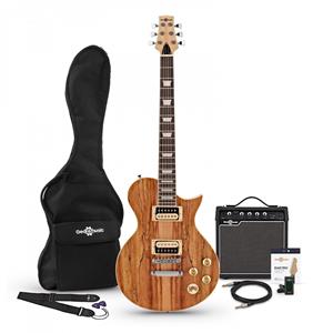 Gear4Music New Jersey Select Elektrische Gitaar + 15W Pakket Spalted Esdoorn