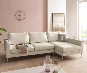 DELIFE Ecksofa Marla 285x140 cm Chenille Creme-Weiß Ottomane rechts