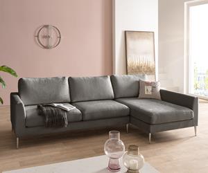 DELIFE Ecksofa Marla 285x140 cm Chenille Taupe Recamiere rechts