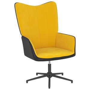 Relaxstoel Fluweel En PVC Mosterdgeel