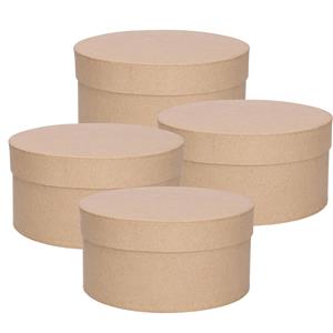 Set van 6x stuks ronde bruine kartonnen hobby opslag doosje/dozen 15 x 8 cm -