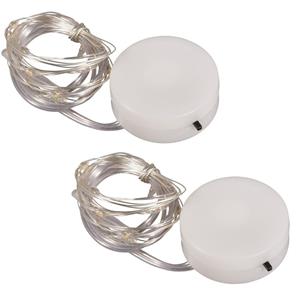 Rayher hobby materialen Set van 2x stuks rayher hobby Micro LED lights verlichting op batterijen - 10 lampjes -