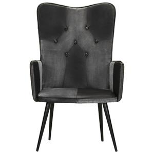 VidaXL Fauteuil Echt Leer Zwart En Grijs