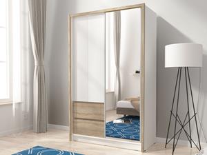 Mobistoxx Kast SARATOS 3 deuren 2 lades 130 cm wit/sonoma