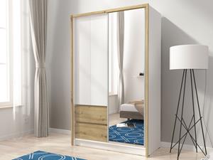 Mobistoxx Kast SARATOS 3 deuren 2 lades 130 cm wit/artisan eik