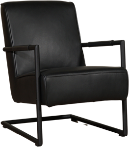 ShopX Leren fauteuil lodge 128 zwart, zwart leer, zwarte stoel