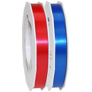 Glorex Hobby Hobby/deco luxe cadeau sierlinten blauw en rood 1.5 cm x 91 meter -