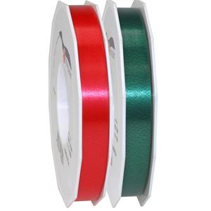 Glorex Hobby Hobby/deco luxe cadeau sierlinten groen en rood 1.5 cm x 91 meter -