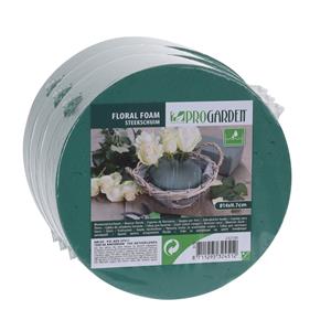 Pro Garden 3x stuks steekschuim/oase nat rond groen D14 x H7 cm -