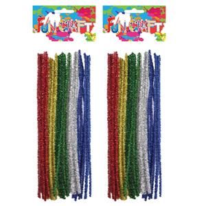 Trendoz 120x Chenille draad glitter kleurenmix 30 cm -