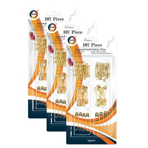 DID Goudkleurige veiligheidsspelden in 6 verschillende maten 321x stuks -