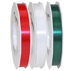 Glorex Hobby Hobby/deco luxe cadeau sierlinten rood/wit/groen 1.5 cm x 91 meter -