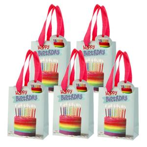 Cepewa Set van 8x stuks papieren verjaardag giftbags/cadeau tasjes Happy Birthday 11 x 14 x 6 cm -