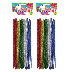 Trendoz 60x Chenille draad glitter kleurenmix 30 cm -
