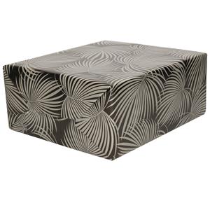 1x Rollen folie inpakpapier/cadeaupapier metallic zwart/zilver met bladeren 70 x 200 cm -