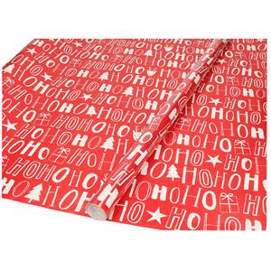 Kerst inpakpapier/cadeaupapier rood Ho Ho Ho 200 x 70 cm -