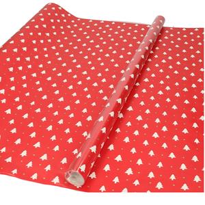 Kerst inpakpapier/cadeaupapier rood met kerstbomen 200 x 70 cm -