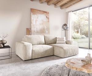 DELIFE Ecksofa Lanzo L 260x160 cm Cord Beige Recamiere variabel