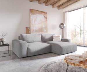 DELIFE Ecksofa Lanzo XL 280x175 cm Mikrofaser Grau Recamiere variabel