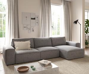 DELIFE Ecksofa Lanzo L 360x160 cm Mikrofaser Grau Recamiere variabel