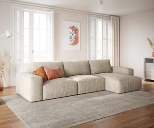 DELIFE Ecksofa Lanzo L 360x160 cm Cord Beige Recamiere variabel