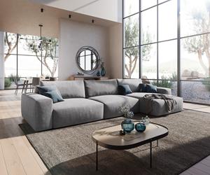 DELIFE Ecksofa Lanzo XL 380x175 cm Mikrofaser Grau Recamiere variabel