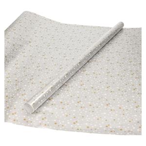 Kerst inpak/cadeaupapier - 2x stuks - 200 x 70 cm - zilver met sterretjes -