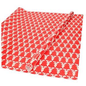 Kerst inpak/cadeaupapier - 3x stuks - 200 x 70 cm - rood met rendieren -