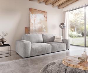 DELIFE Big-Sofa Lanzo L 250x105 cm Cord Silbergrau