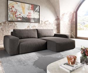 DELIFE Ecksofa Lanzo XL 280x175 cm Mikrofaser Khakibraun Recamiere variabel