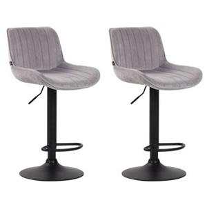 CLP 2er Set Barhocker Lentini Samt Schwarz Grau