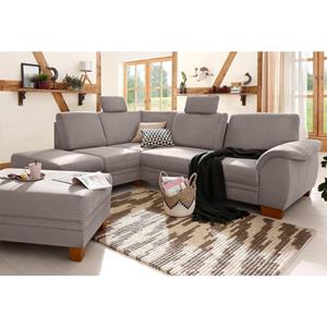 Home affaire Hoekbank Husum met zitdiepteverstelling, binnenveringsinterieur en contrastnaad