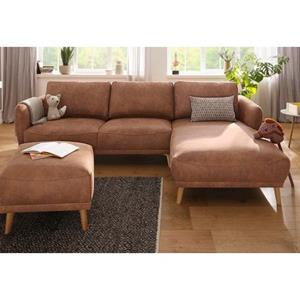Home affaire Ecksofa "Ida L-Form", mit Holzfüßen und Armlehnen-Polsterung