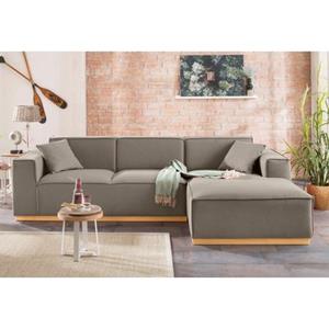 Home affaire Ecksofa "Terry", mit offener Kedernaht und Holzuntergestell