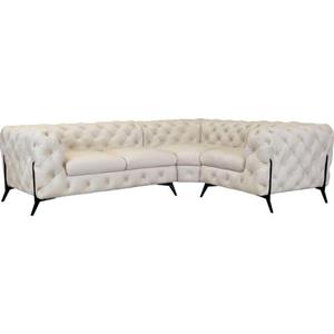 Leonique Chesterfield-Sofa "Amaury L-Form", moderne Chersterfield-Optik, Breite 262 cm, Fußfarbe wählbar