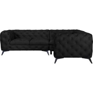 Leonique Ecksofa "Glynis", mit aufwändiger Knopfheftung in moderner Optik, Fußfarbe wählbar