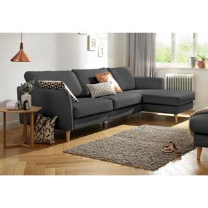 Home affaire Hoekbank Marseille in scandinavische stijl, in 3 stofkwaliteiten, met houten poten