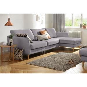 Home affaire Hoekbank MARSEILLE (279x152cm),L-model, Rec. Rechts/links Massief houten poten van eiken, in verschillend overtrekken en kleurvarianten