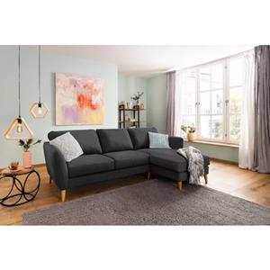 Home affaire Hoekbank Marseille van massief eikenhout poten, met verschillende bekledingsoorten en kleurvarianten