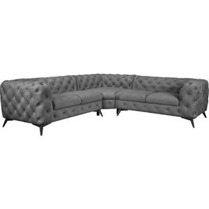 Leonique Ecksofa "Glynis", mit aufwändiger Knopfheftung in moderner Optik, Fußfarbe wählbar