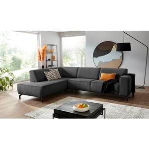 Places of Style Ecksofa "Lorcan", mit schwarzen Metall Füßen, Bezug aus weichem Strukturstoff