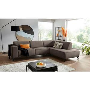 Places of Style Hoekbank Lorcan met zwarte metalen poten, bekleding van zachte structuurstof