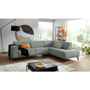 Places of Style Ecksofa "Lorcan", mit schwarzen Metall Füßen, Bezug aus weichem Strukturstoff