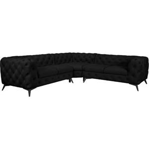 Leonique Ecksofa "Glynis", mit aufwändiger Knopfheftung in moderner Optik, Fußfarbe wählbar