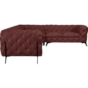 Leonique Ecksofa "Amaury", mit aufwändiger Kopfheftung in moderner Optik, gleichschenklig, Breite/Tiefe je 262 cm, Fußfarbe wählbar