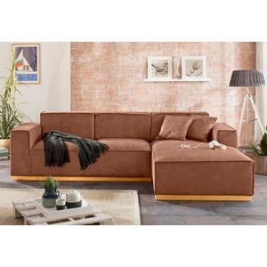 Home affaire Ecksofa "Terry", mit offener Kedernaht und Holzuntergestell