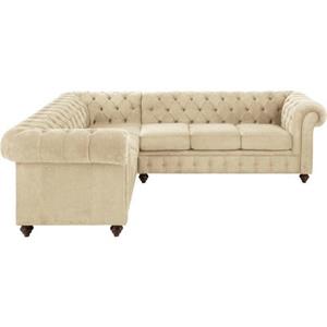 Home affaire Chesterfield-bank Duc hoekbank L-vorm hoogwaardige capitonnage achter, fluwelige look met changerende look