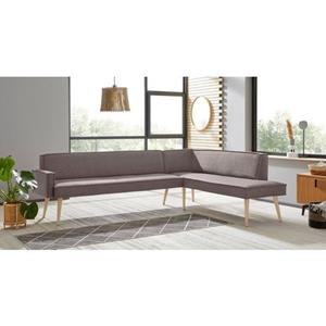 exxpo - sofa fashion Hoekbank Lungo, moderne paspelnaad, comfortabel en elegant, hoge houten voet