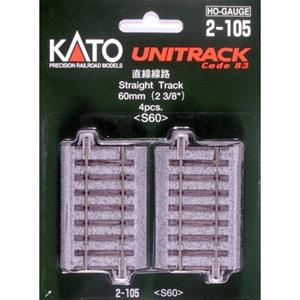 KATO H0  Unitrack 2-105 Rechte rails 60 mm 4 stuk(s)